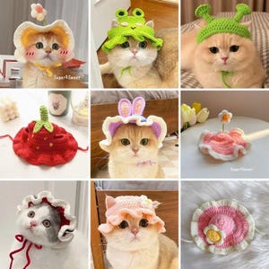 Handgefertigte Katzen Strickmütze, Haustier Strickschal, Gehäkelte Hundemütze, niedliches Haustier Zubehör, gestricktes Halloween-Haustier Outfit, Katzenliebhaber Geschenke, Hundeliebhaber Geschenke