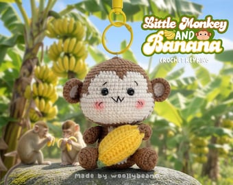 Crochet Monkey With Banana Keychain, Crochet Little Monkey Keychain, Amigurumi Monkey, Crochet Monkey, Crochet Keyring, Monkey Cute Gifts