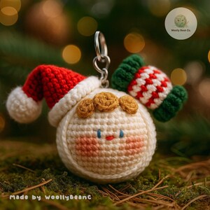 Christmas ornaments crochet keychain bundle, Crochet reindeer gnome, Crochet Christmas tree keychain, Snowman gnome amigurumi