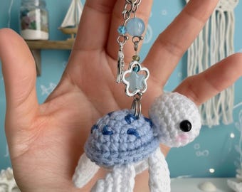 Y2K Blue Turtle Crochet Keychain Bundle, Mini Turtle Crochet, Amigurumi Turtle Kychain, Cute Sea Turtles, Crochet Stuffed Animals Keychain