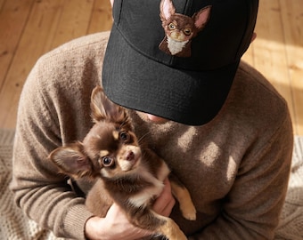 Custom Photo Embroidered Hat, Hand-Guided Stitch Portrait Cap, Dog Mom Hat, Graduation Gift