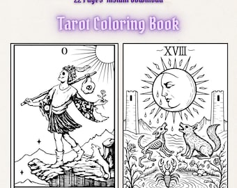 Tarot Coloring Book – 22 Major Arcana Printable Pages, Witchy Gothic Digital Download