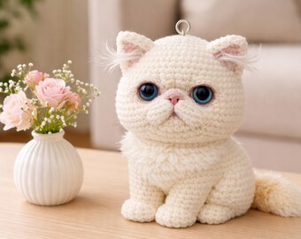 Crochet pattern for a Persian cat amigurumi, PDF pattern, cat plush toy pattern