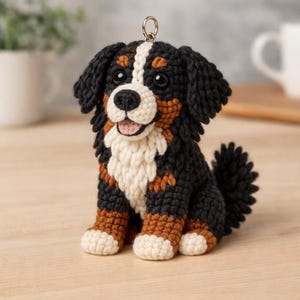 Crochet Amigurumi Bernese Mountain Dog – Crochet Pattern PDF (German & English) – Mini Dog Pendant