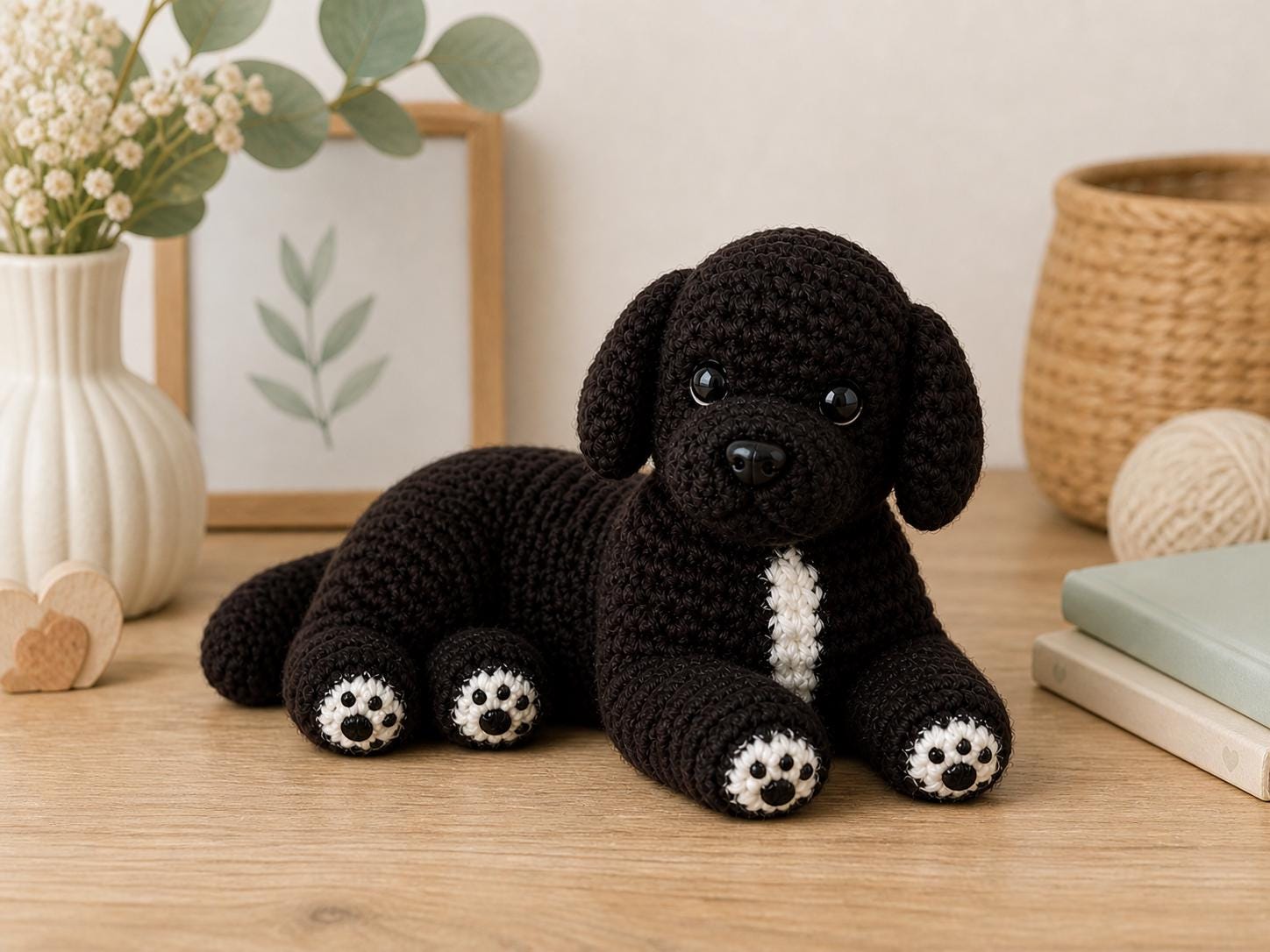 Newfoundland Crochet Pattern PDF, Realistic Dog Amigurumi, Lying
