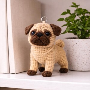 Crochet pattern for a pug amigurumi, printable PDF file, instructions for a plush dog, crochet dog