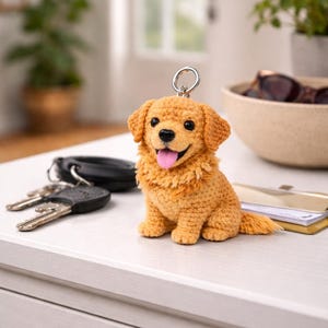 Golden Retriever Amigurumi Häkelanleitung | Schlüsselanhänger Hund | PDF Anleitung DE/EN