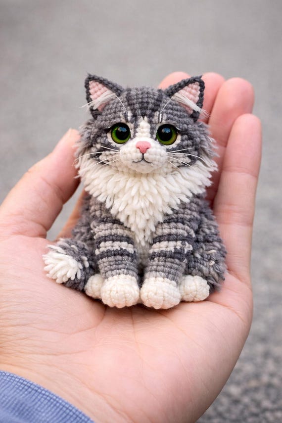 Norwegian Forest Cat Crochet Pattern PDF | Sitting Amigurumi Cat