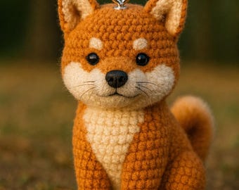 柴犬の編み図、あみぐるみ編み図、犬の編みぐるみぬいぐるみ（PDF