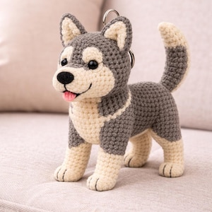 Husky siberiano amigurumi – Patrón de crochet en PDF (alemán e inglés)