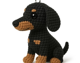Dachshund Crochet Pattern – Amigurumi Dog Keychain PDF – Sausage Dog Crochet – Mini Dog DIY – German English Pattern