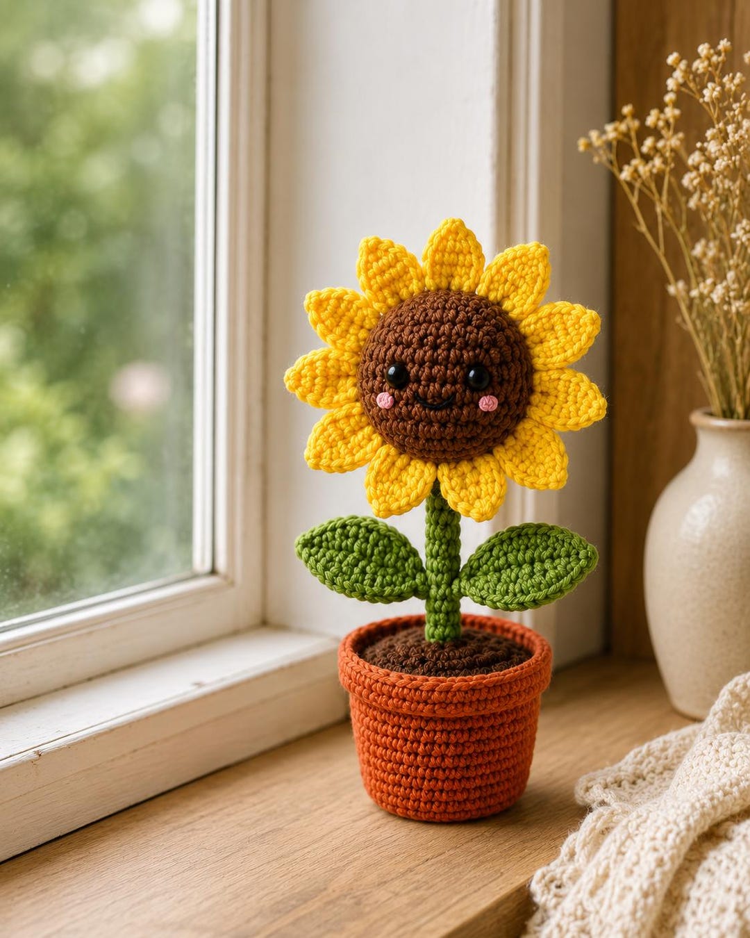 Sunflower Crochet Pattern PDF – Mini Sunflower in Flower Pot, Amigurumi ...