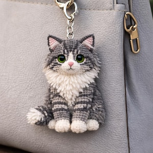 豆猫HOLDCATキーホルダー No.21ノルウェージャン〜特製豆猫トレカ付き 楽天市場】猫キーホルダー シルク両面刺繍 ノルウェージャンフォレスト