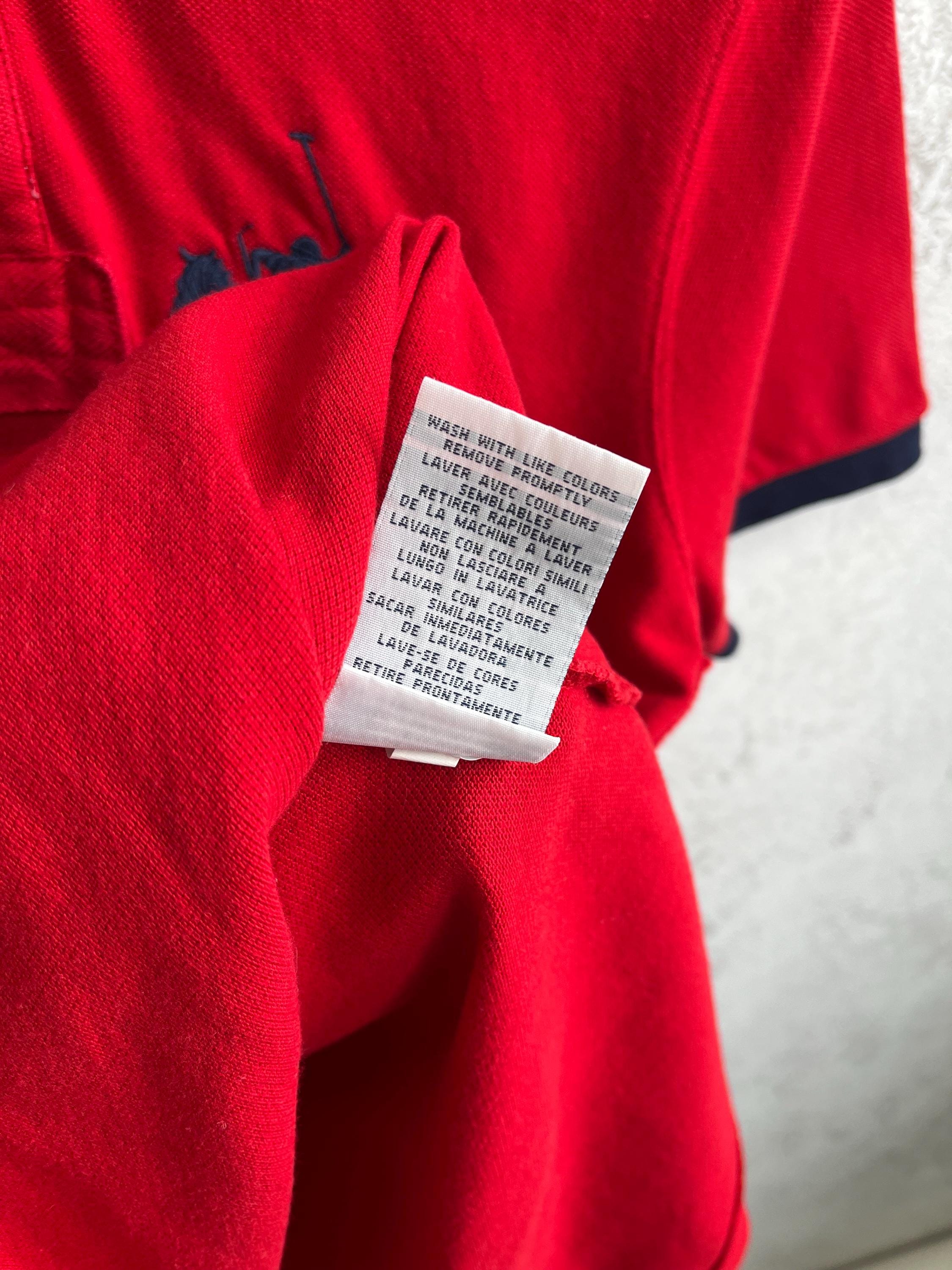 Vintage Polo Ralph Lauren PRL Club #3 Big Pony Polo Shirt Tee Red