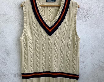 Suéter vintage Polo Ralph Lauren em tricô, lã, cashmere e seda.