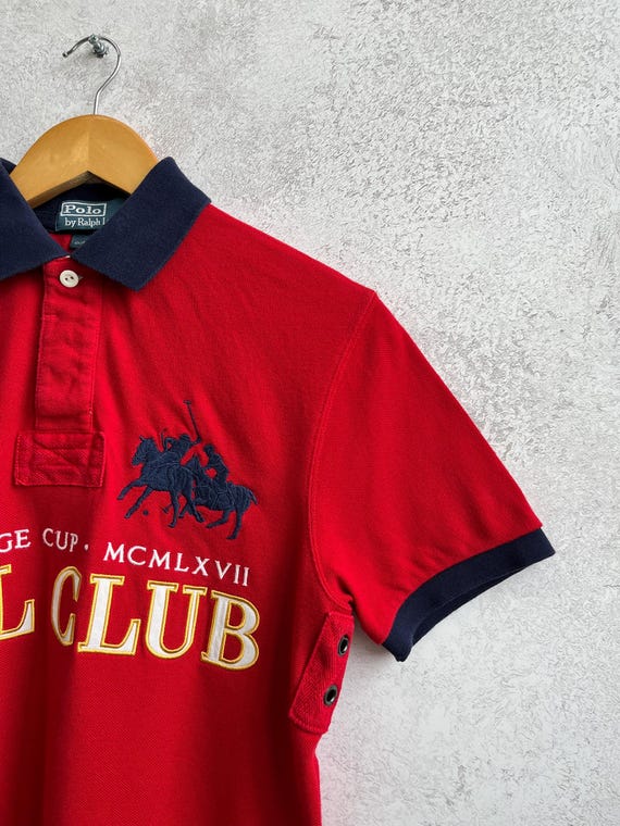 Vintage Polo Ralph Lauren PRL Club #3 Big Pony Polo Shirt Tee Red