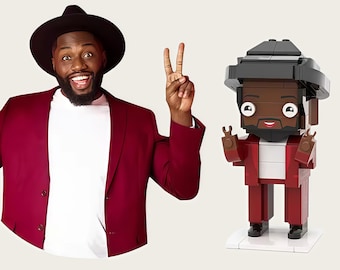 Custom Mini Figure Portrait, Personalized Building Block Character, Custom Toy Gift for Him, Unique Handmade Figurine with Outfit Match