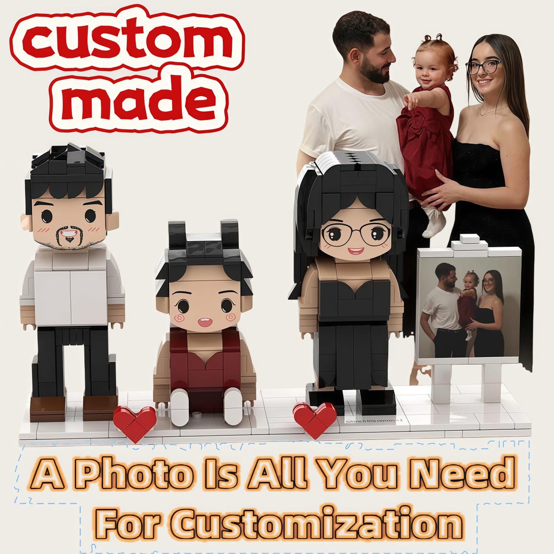 Custom Family Brick Figures, Personalized Lego Style Couple and Kids ...