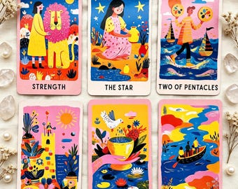 Color of Joy Tarot Deck | Colorful Modern Tarot Cards with Guidebook | Beginner Friendly Divination Deck | Spiritual Gift for Tarot Lovers