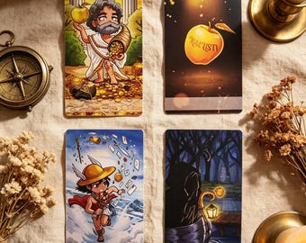 Pythia Tarot Deck Griechische Mythologie Tarotkarten Süßes Chibi Orakel Style Wahrsagungs Deck mit Handbuch Spirituelles Geschenk für Anfänger