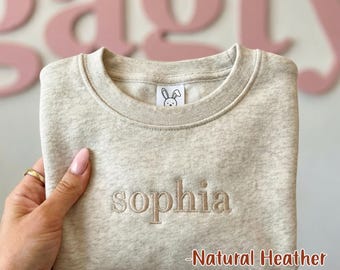 Embroidered Name Toddler Sweatshirt, Custom Kids Sweater, Personalized Gift