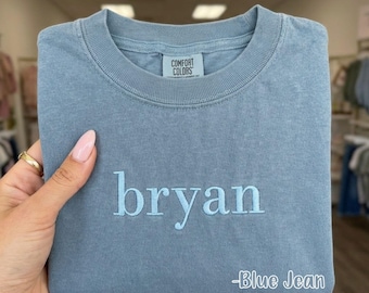 Custom Embroidered Name Youth T-Shirt, Comfort Colors Personalized Kids Shirt
