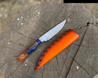 Handmade Fillet Knife with Inlaid Blade – Custom Fishing Knife, Rasin Handle, Gift for Anglers