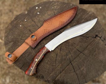 Custom Handmade Kukri Knife – Razor Sharp Curved Blade, Pinecone Handle with Leather Sheath | Collector & Outdoor Knife