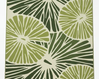 Green Botanical Area Rug Hand-Tufted Wool Leaf Pattern