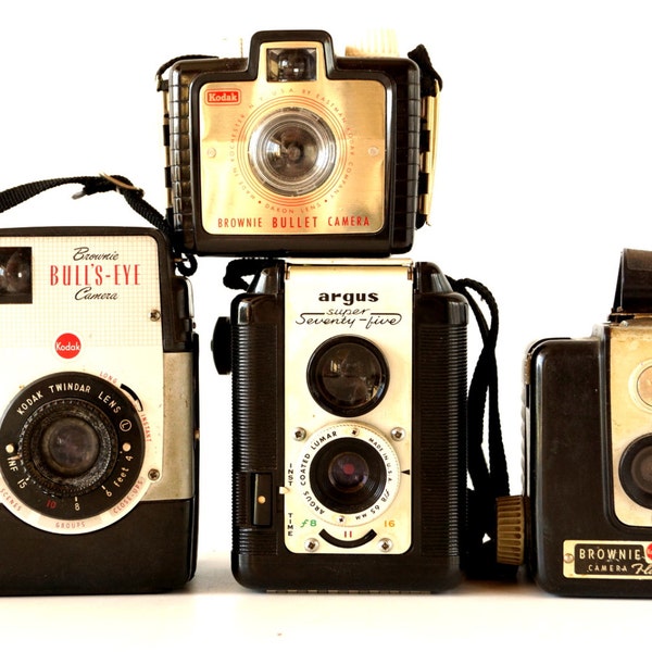 Vintage Camera Collection | Argus Super 75 | Brownie Bull's Eye | Brownie Hawkeye | Brownie Bullet c1950s - Instant Camera Collection