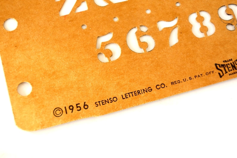 c.1956 Collectible Stencil - 12 Roman Letters and Numbers Sign Lettering Guide Vintage STENSO Stencil Set No.12 in Original Package