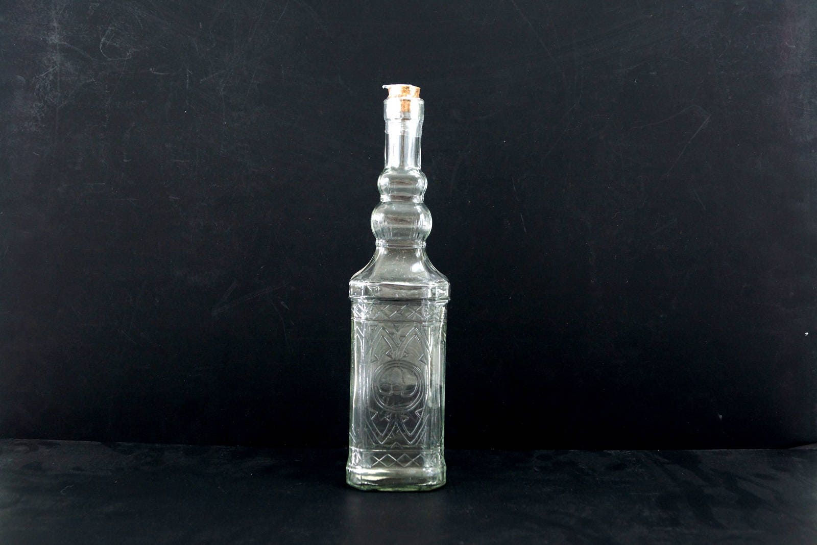 Decorative Clear Glass Whiskey Style Bottle With Etsy