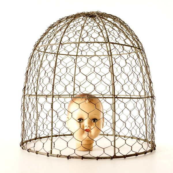 Vintage Wire Cloche / Chicken Wire Basket Cloche (Large, 15 inches tall) - Rustic Home, Spring Garden Decor, Picnic Cloche