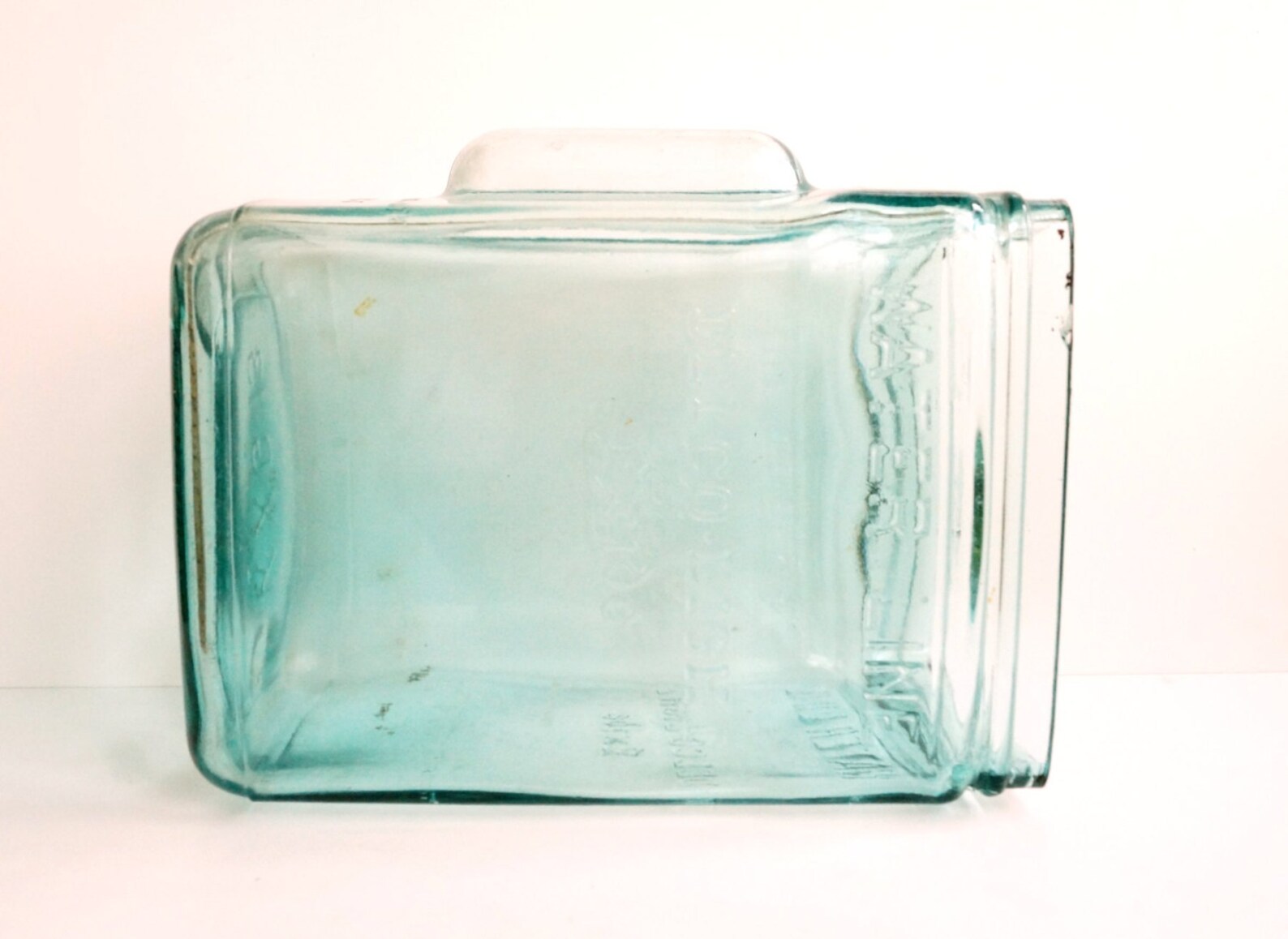 Vintage Battery Glass Jar Aqua Glass Large Delco Light Etsy