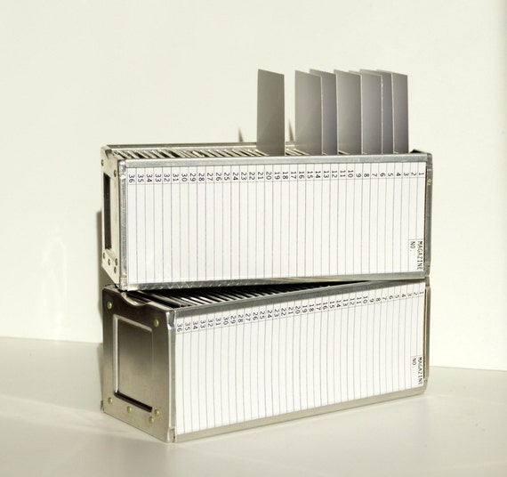 Items similar to Vintage Metal Slide / Card Holder Industrial Decor, Storage Box, Unique ToDo