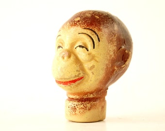 Vintage Composition Monkey Head Hand Puppet (c.1930s) N2 - Collectible Hard to Find Monkey, Curio Cabinet Display Prop