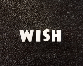 Vintage White Ceramic Push Pins "WISH" - Bulletin Board Decor, Altered Art Supply, and more