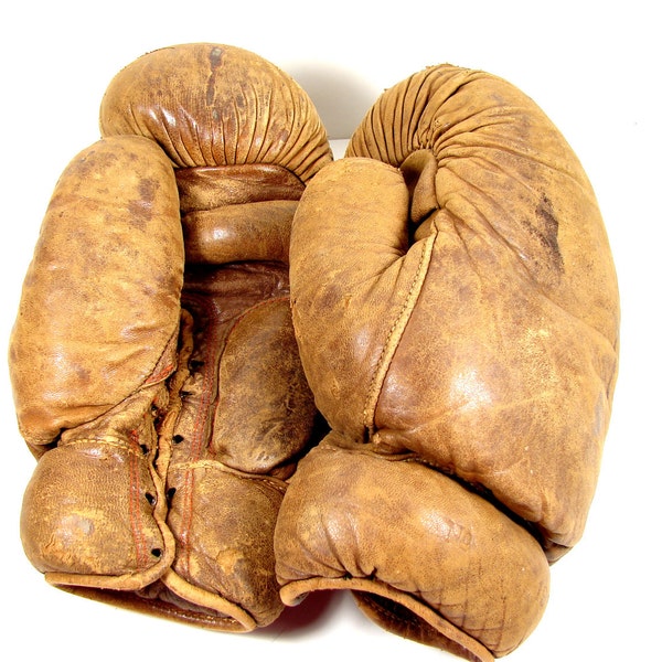 Vintage / Antique Leather Boxing Gloves (circa.1920s/1930s) - Collectible, Home Decor, Man Cave