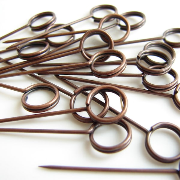 Metal Memo Pins in Antique Copper Finish (Set of 20) - Use for paper projects, cards, altered art, and more