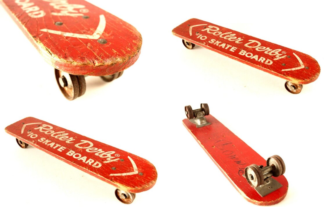 Vintage Roller Derby 10 Skate Board in Red Wood Skateboard Etsy