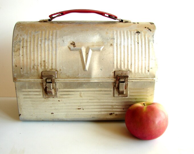 Vintage Silver Metal Lunch Pail / Lunch Box by American Etsy