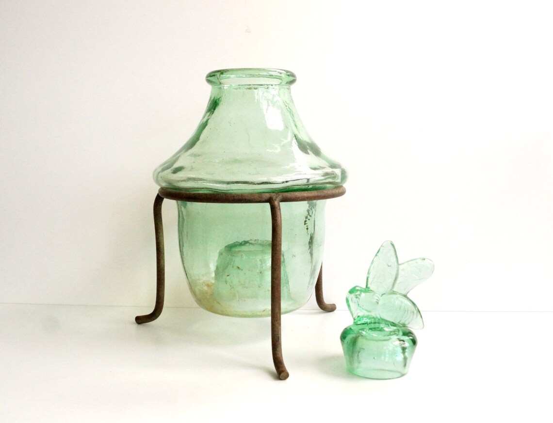 Vintage / Antique Wasp Bee Catcher / Fly Trap in Green Glass Etsy