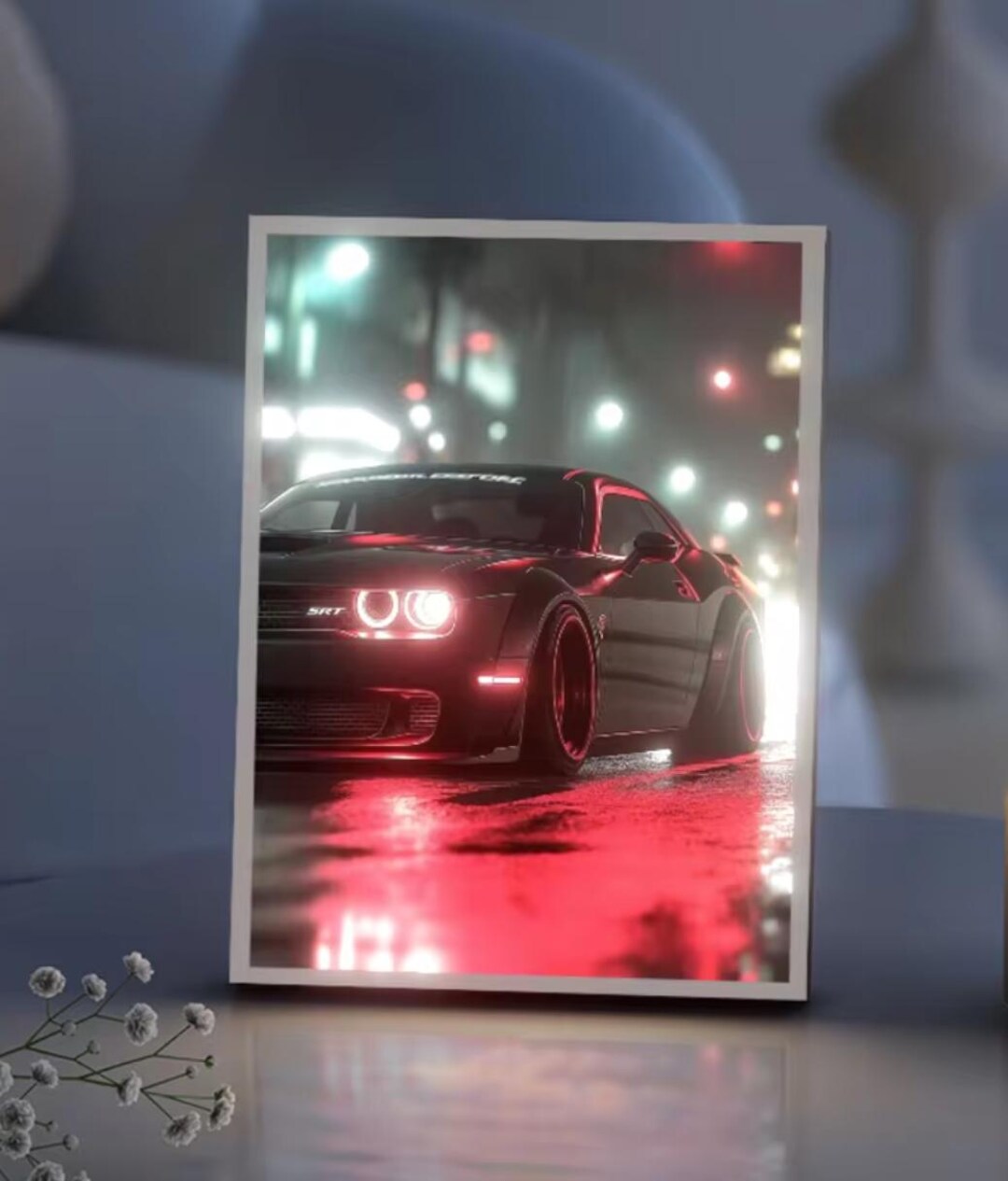 Modern Backlit Car Wall Decor Car DODGE CHALLENGER SRT - Etsy