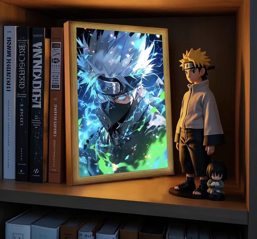 Kakashi Hatake LED Light Frame – Naruto Anime Wall Art, USB 5V Light ...