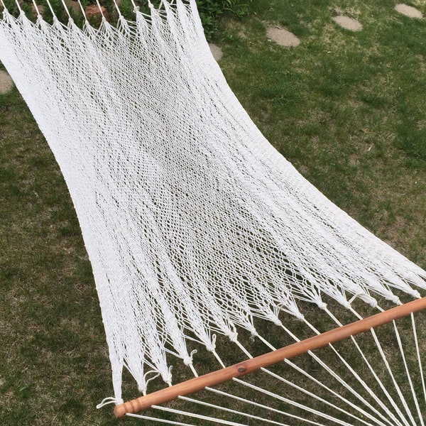 Double Hammock with Spreader Bars - White