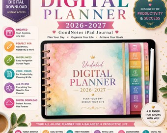 Undatierter Digitaler Planer 2026-2027 – GoodNotes iPad Journal (Digitaler Download)