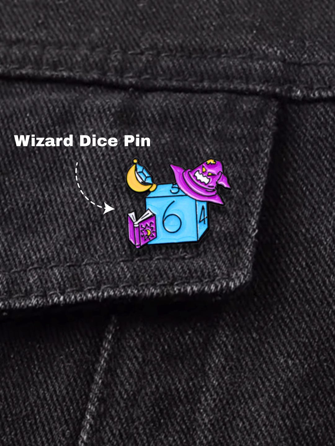 Dark Wizard Pin Wizard Dice Enamel Pin – D6 Dice Pins With Wizard Hat, Magic RPG Geek ...