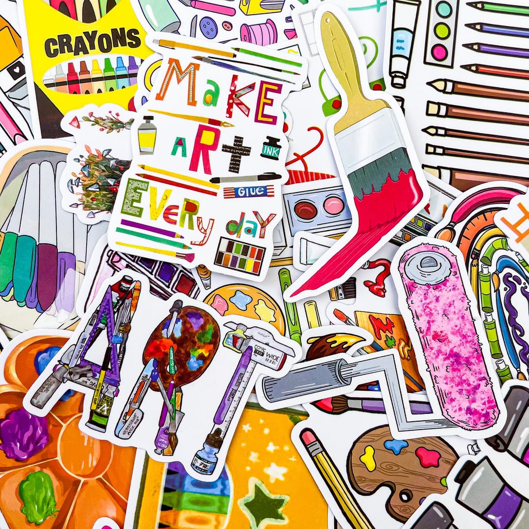 50 Random Painting Stickers, Cute Aesthetic Art Stickers for Kids ...