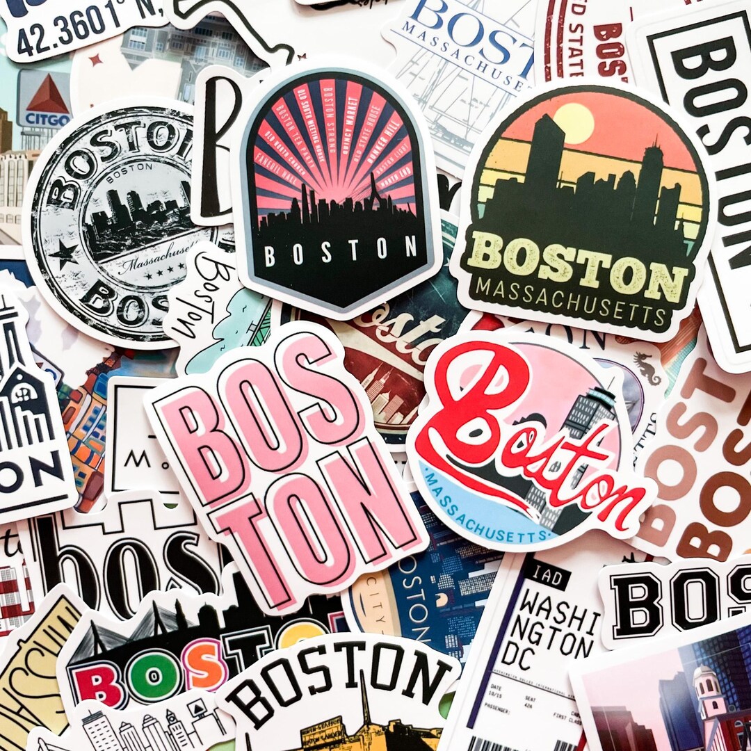 50 Random Boston Stickers Pack, City Landmark Stickers, Boston Travel ...