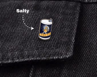 Salty Girl Enamel Pins - Funny Drink Can Pins for Bags, Meme Backpack Pins, Cute Pins Gift for Friends, Pins and Badges, Humor Enamel Pin